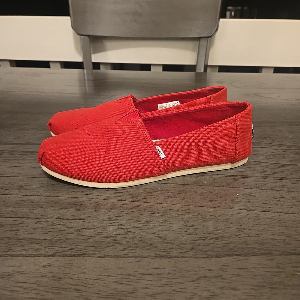Toms Red Canvas Women's Flats